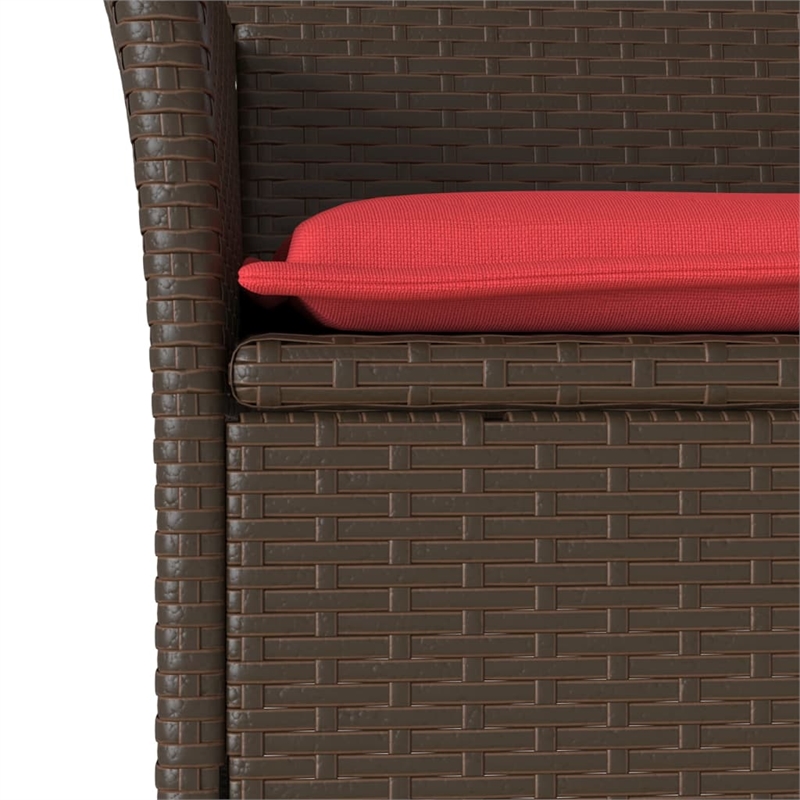 vidaXL Patio Chairs with Cushions 2 pcs Brown Poly Rattan