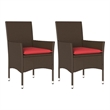 vidaXL Patio Chairs with Cushions 2 pcs Brown Poly Rattan