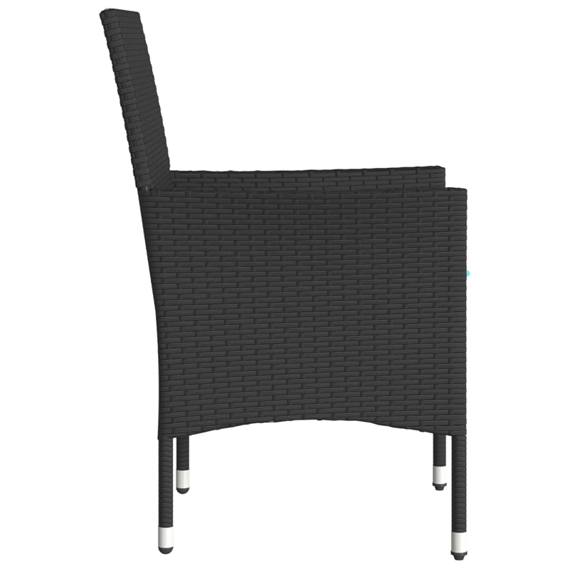 vidaXL Patio Chairs with Cushions 2 pcs Black Poly Rattan