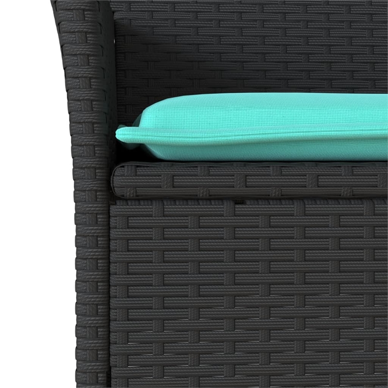 vidaXL Patio Chairs with Cushions 2 pcs Black Poly Rattan