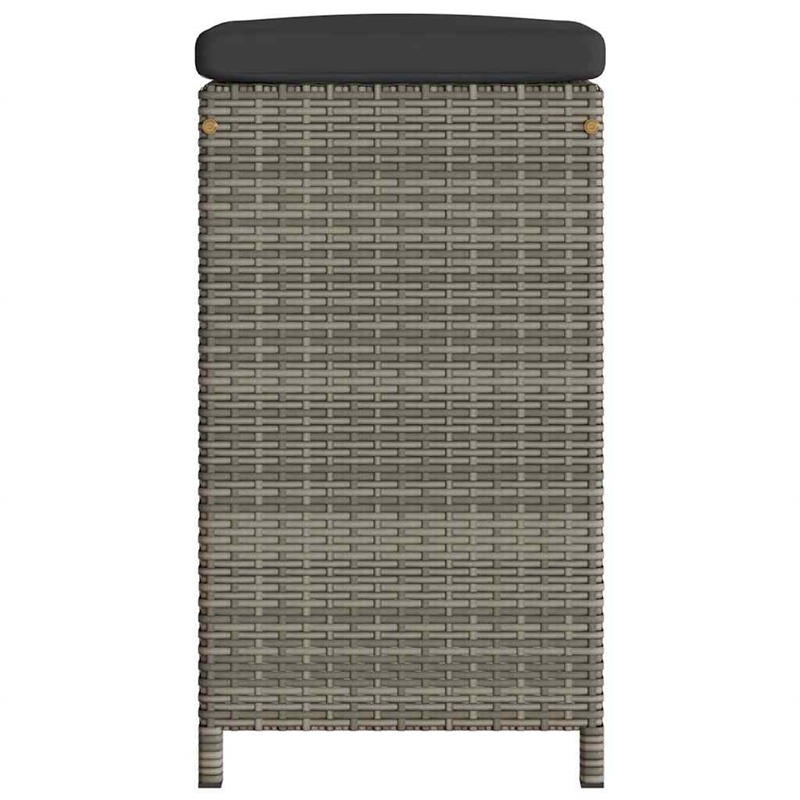 vidaXL Patio Bar Stools with Cushions 2 pcs Gray Poly Rattan