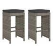 vidaXL Patio Bar Stools with Cushions 2 pcs Gray Poly Rattan