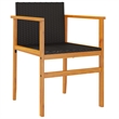 vidaXL Patio Chairs 2 pcs Black Poly Rattan&Solid Wood