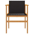 vidaXL Patio Chairs 2 pcs Black Poly Rattan&Solid Wood