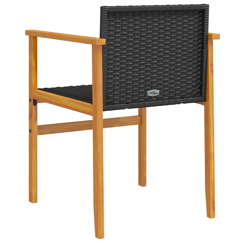 vidaXL Patio Chairs 2 pcs Black Poly Rattan&Solid Wood