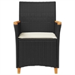 vidaXL Patio Chairs with Cushions 2 pcs Black Poly Rattan&Solid Wood