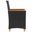 vidaXL Patio Chairs with Cushions 2 pcs Black Poly Rattan&Solid Wood
