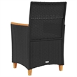 vidaXL Patio Chairs with Cushions 2 pcs Black Poly Rattan&Solid Wood