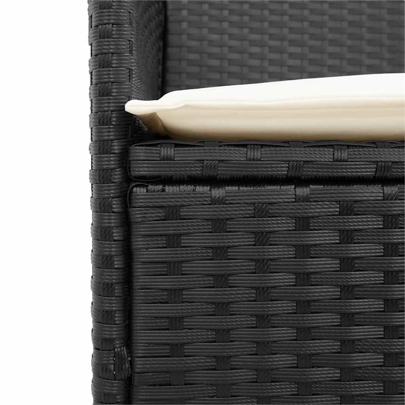 vidaXL Patio Chairs with Cushions 2 pcs Black Poly Rattan&Solid Wood