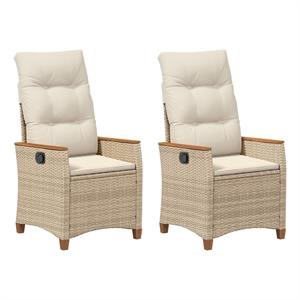 vidaXL Reclining Garden Chair Beige and Cream 25.20 x 22.64 x 44.09 in