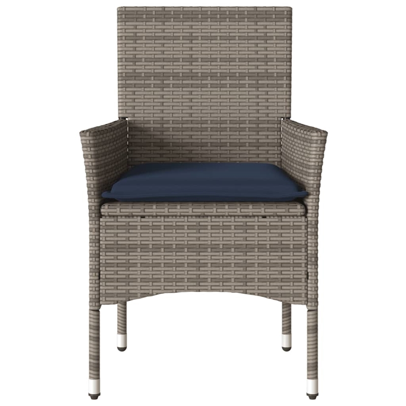 vidaXL Patio Chairs with Cushions 2 pcs Grey Poly Rattan