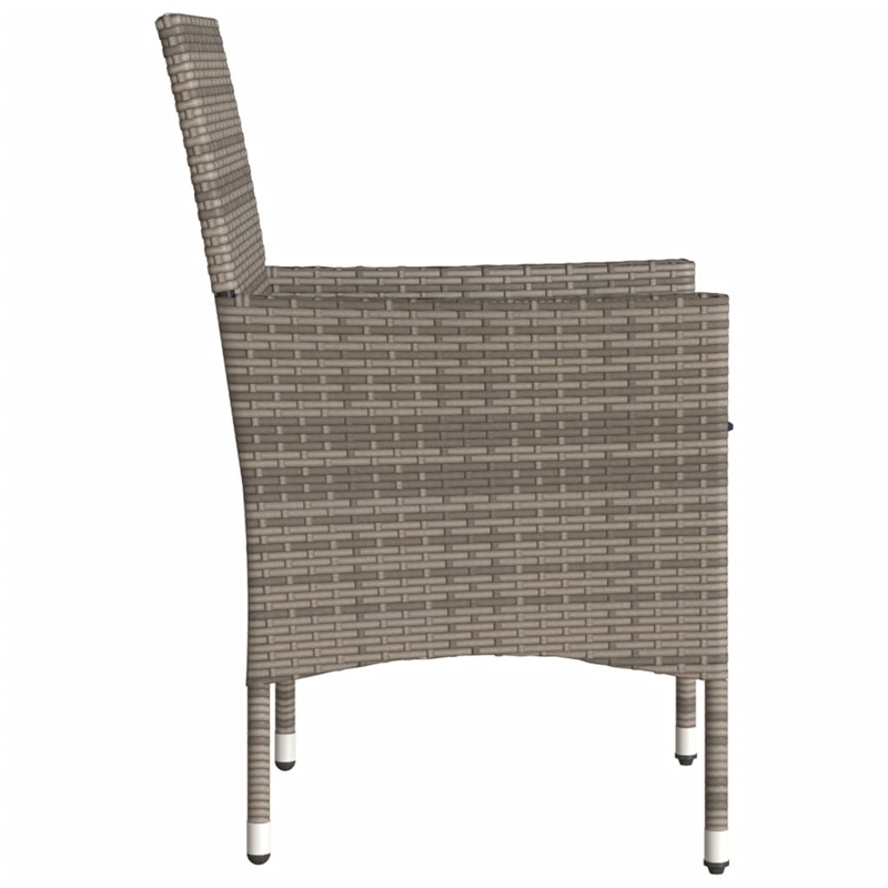 vidaXL Patio Chairs with Cushions 2 pcs Grey Poly Rattan