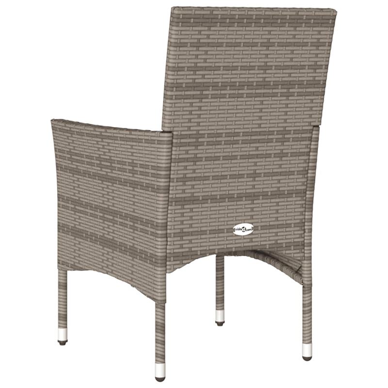 vidaXL Patio Chairs with Cushions 2 pcs Grey Poly Rattan