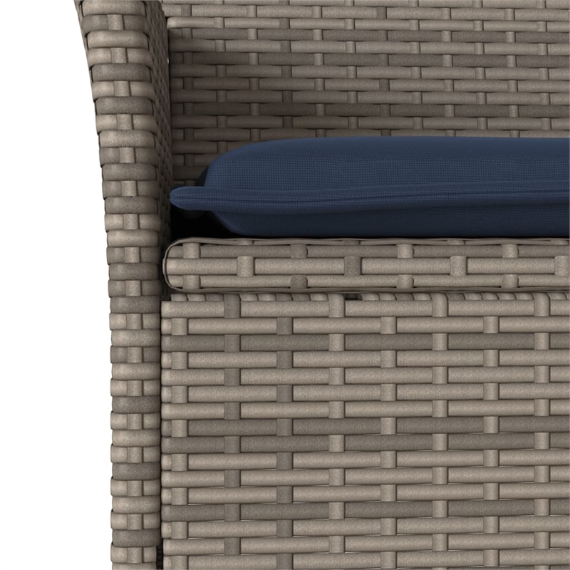 vidaXL Patio Chairs with Cushions 2 pcs Grey Poly Rattan