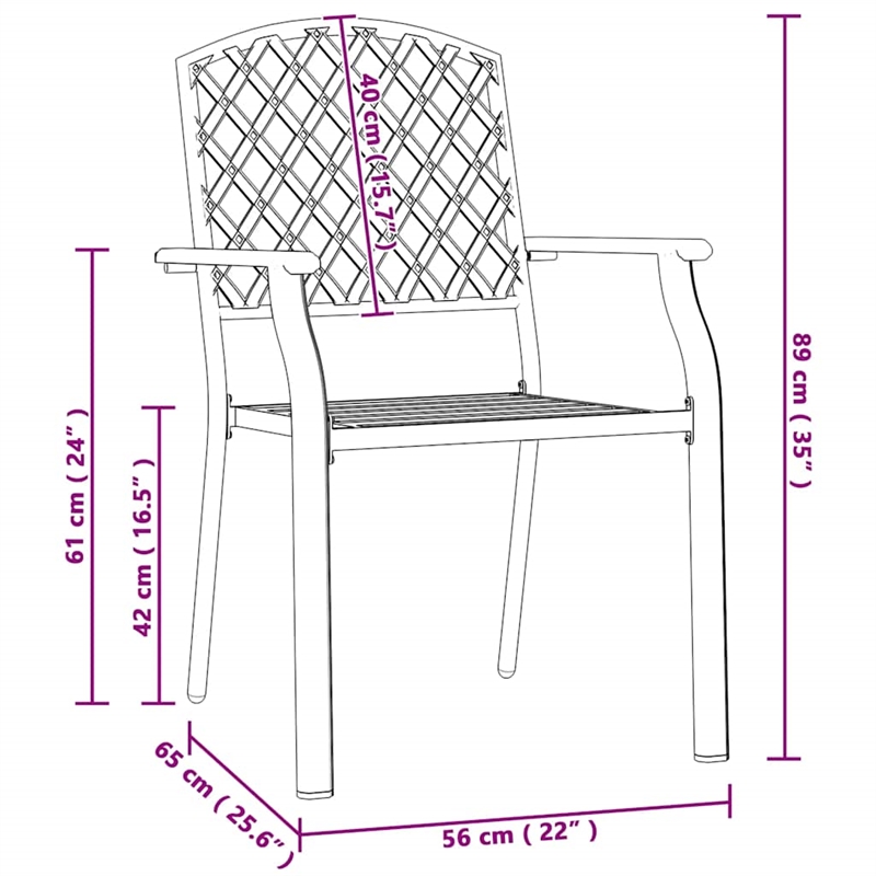 vidaXL Stackable Patio Chairs 2 pcs Steel Anthracite