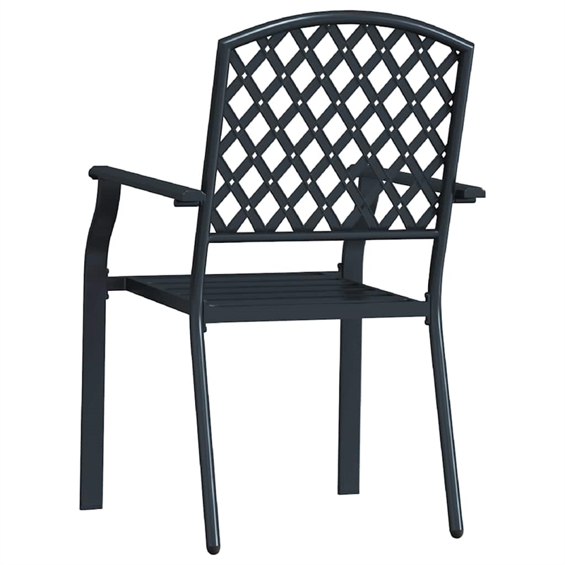 vidaXL Stackable Patio Chairs 2 pcs Steel Anthracite