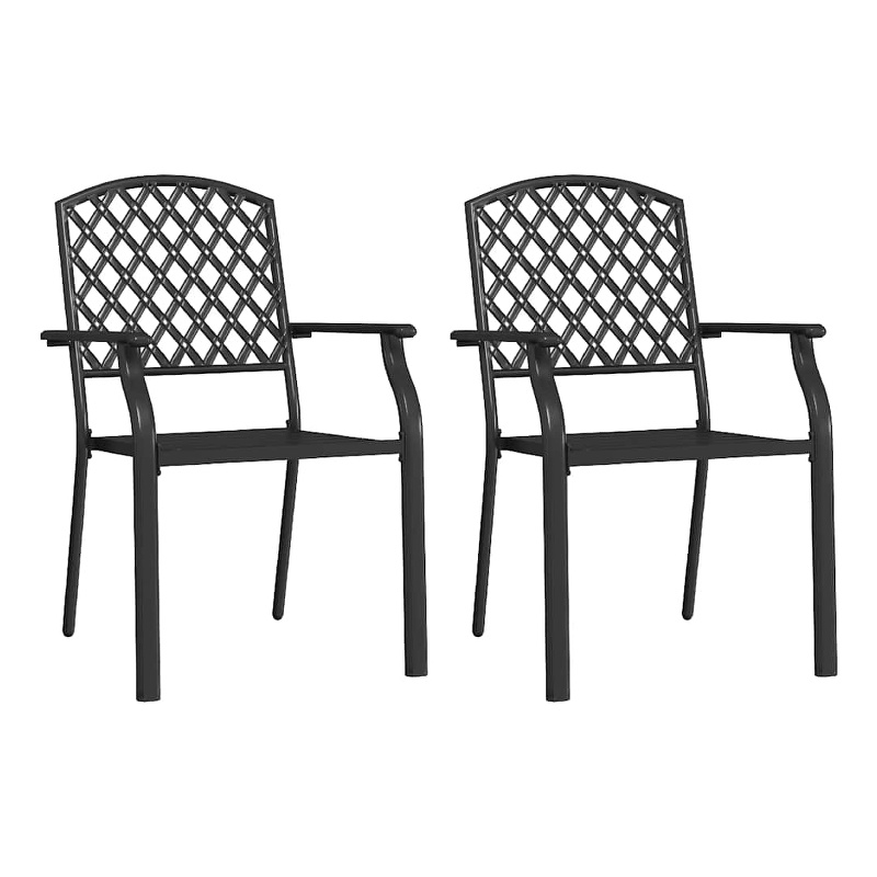 vidaXL Stackable Patio Chairs 2 pcs Steel Anthracite