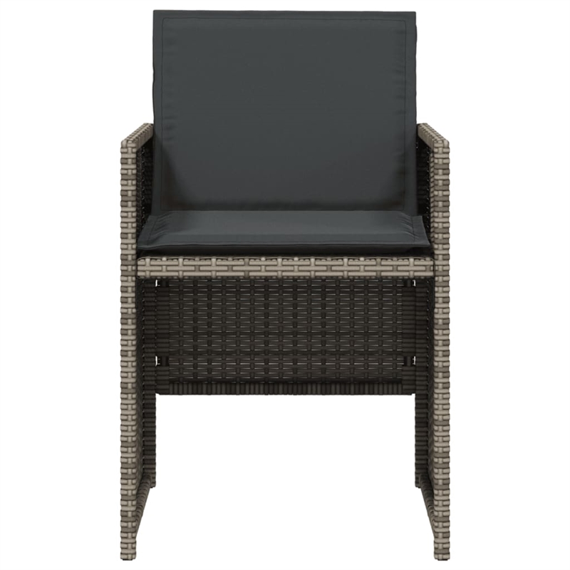 vidaXL Patio Chairs with Cushions 4 pcs Gray Poly Rattan