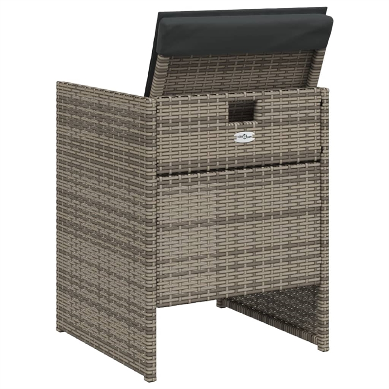 vidaXL Patio Chairs with Cushions 4 pcs Gray Poly Rattan