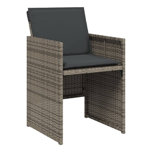 vidaXL Patio Chairs with Cushions 4 pcs Gray Poly Rattan