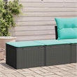 vidaXL 2 Piece Patio Sofa Set with Cushions Black Poly Rattan Acacia
