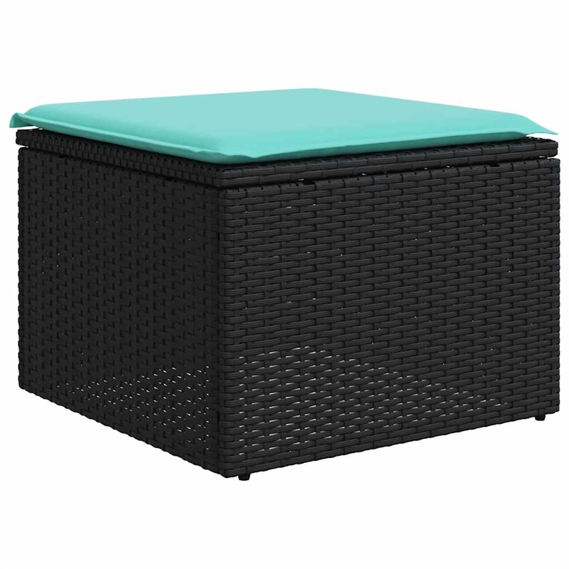 vidaXL 2 Piece Patio Sofa Set with Cushions Black Poly Rattan Acacia