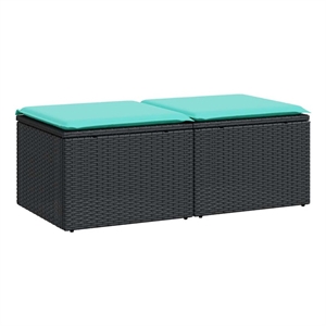 vidaXL 2 Piece Patio Sofa Set with Cushions Black Poly Rattan Acacia