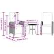 vidaXL 3 Piece Bistro Set with Cushions Black Poly Rattan