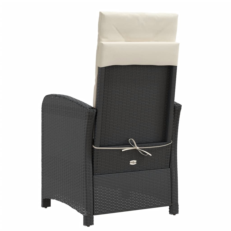 vidaXL 3 Piece Bistro Set with Cushions Black Poly Rattan