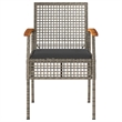vidaXL 3 Piece Bistro Set with Cushions Gray Poly Rattan Acacia Wood