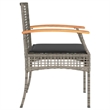 vidaXL 3 Piece Bistro Set with Cushions Gray Poly Rattan Acacia Wood