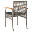 vidaXL 3 Piece Bistro Set with Cushions Gray Poly Rattan Acacia Wood