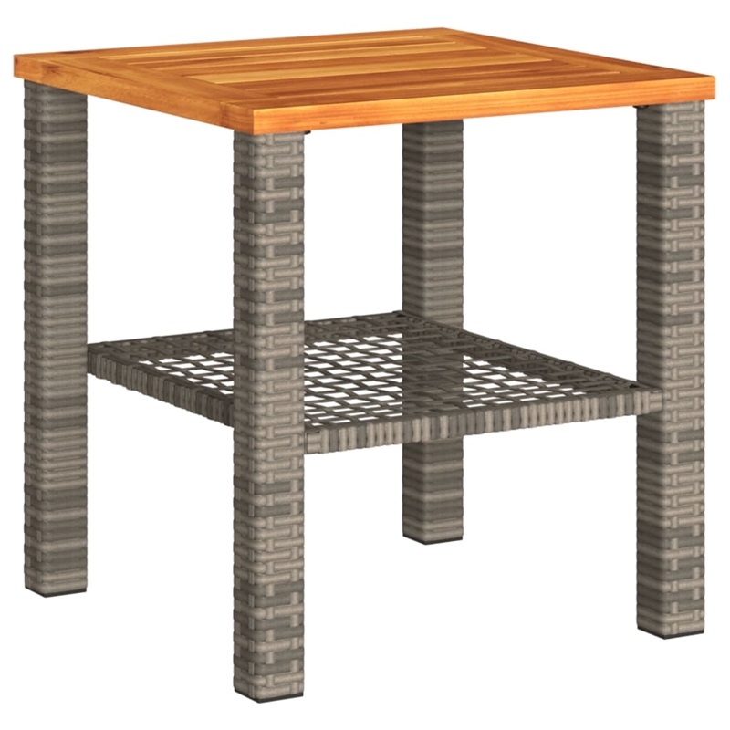 vidaXL 3 Piece Bistro Set with Cushions Gray Poly Rattan Acacia Wood