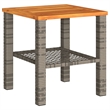 vidaXL 3 Piece Bistro Set with Cushions Gray Poly Rattan Acacia Wood