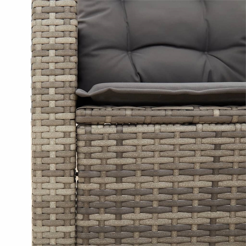 vidaXL 3 Piece Bistro Set with Cushions Gray Poly Rattan Acacia Wood