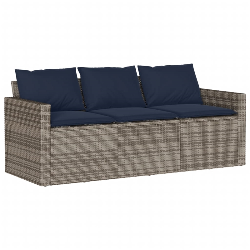 vidaXL 2 Piece Patio Dining Set with Cushions Gray Poly Rattan