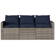 vidaXL 2 Piece Patio Dining Set with Cushions Gray Poly Rattan