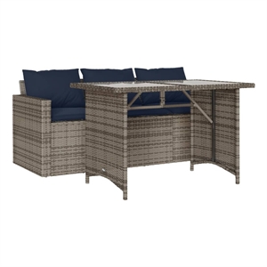vidaXL 2 Piece Patio Dining Set with Cushions Gray Poly Rattan