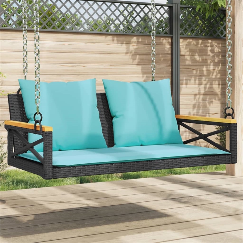 vidaXL Swing Bench with Cushions Black 42.9