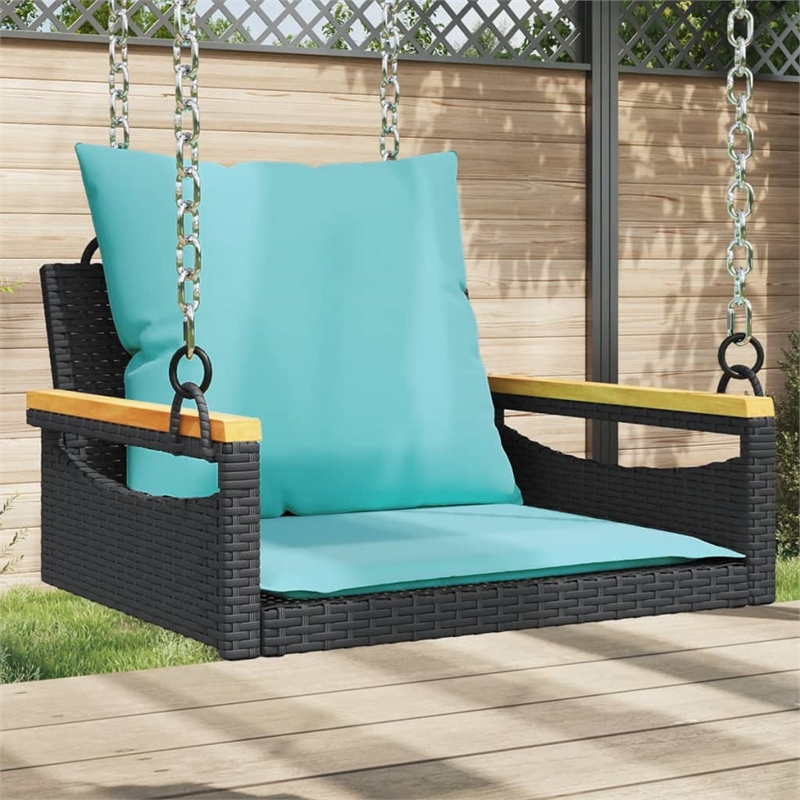 vidaXL Swing Bench with Cushions Black 24.8