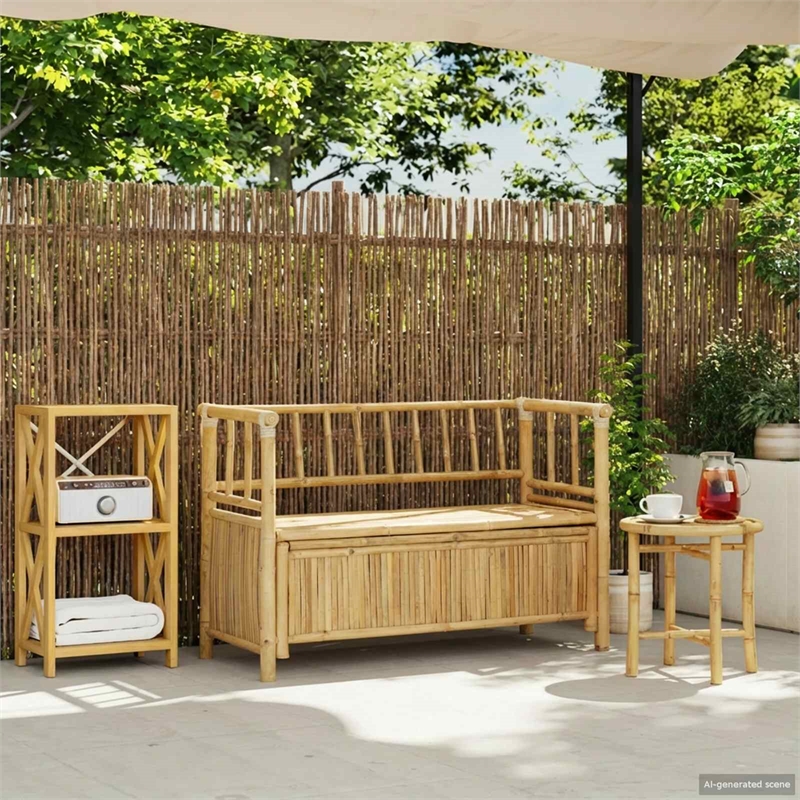 vidaXL Garden Storage Bench 43.3 x 18.5 x 31.5 in Bamboo Natural