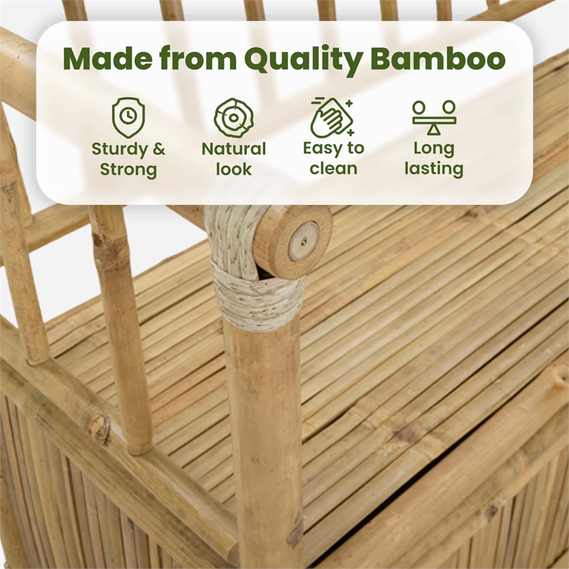 vidaXL Garden Storage Bench 43.3 x 18.5 x 31.5 in Bamboo Natural