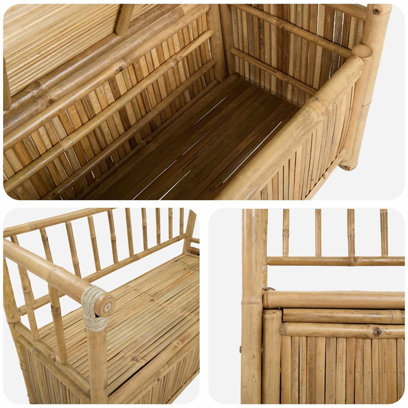 vidaXL Garden Storage Bench 43.3 x 18.5 x 31.5 in Bamboo Natural