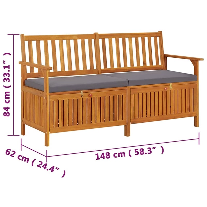 vidaXL Storage Bench with Cushion 58.3