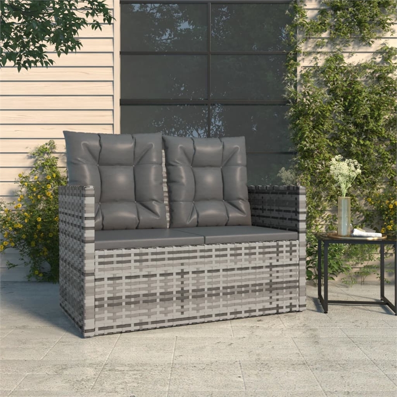 vidaXL Patio Bench with Cushions Gray 41.3