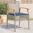 vidaXL Patio Chairs with Cushions 4 pcs Gray Poly Rattan Acacia Wood