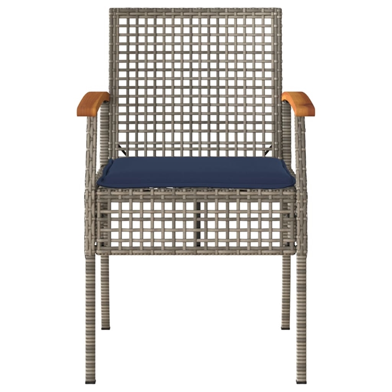 vidaXL Patio Chairs with Cushions 4 pcs Gray Poly Rattan Acacia Wood