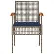 vidaXL Patio Chairs with Cushions 4 pcs Gray Poly Rattan Acacia Wood