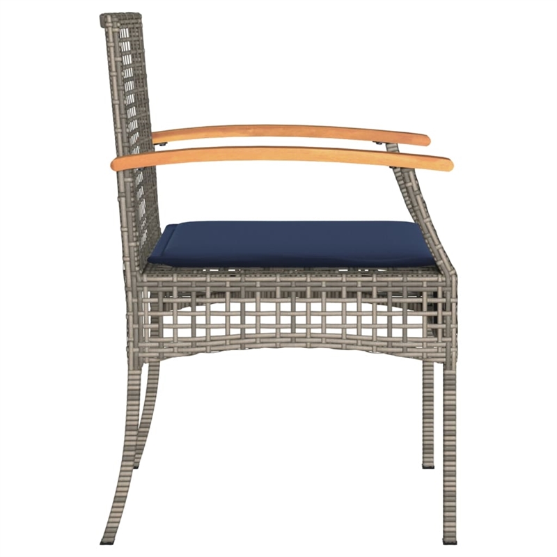 vidaXL Patio Chairs with Cushions 4 pcs Gray Poly Rattan Acacia Wood