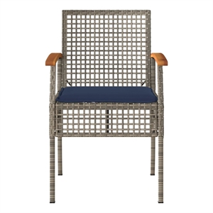 vidaXL Patio Chairs with Cushions 4 pcs Gray Poly Rattan Acacia Wood